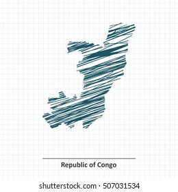 Doodle sketch of Republic of Congo map - vector illustration
