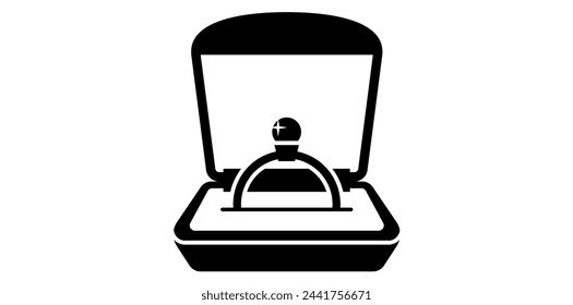 Doodle Sketch Of Ring Box With Engagement Or Wedding Ring Flat Vector Illustration.
