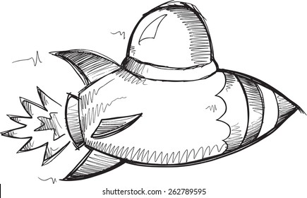 Doodle Sketch Rocket fighter Vector Illustration Art