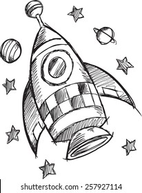Doodle Sketch Rocket Vector Illustration Art