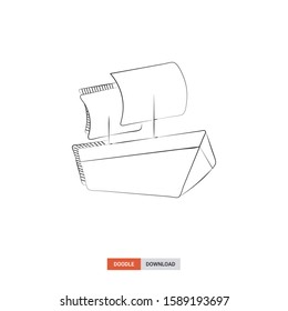 Doodle sketch of sailing concept on white background. sailing doodle art. Cartoon vector illustration. Isolated sketch line art. Icon in hand drawing design style.