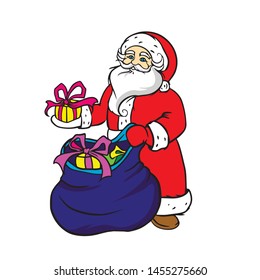  doodle sketch santa claus on white background