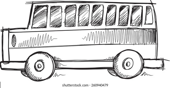 Doodle Sketch School Bus Vector Illustration Art