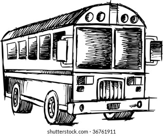 Doodle Sketch School Bus Vector