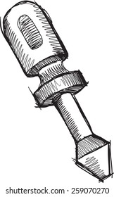 Doodle Sketch Screwdriver  Vector Illustration Art