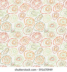 Doodle sketch seamless pattern with dotted circles. Grunge endless ornament