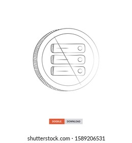 Doodle sketch of Server less architecture concept on white background. Server less architecture doodle art. Cartoon vector illustration. Isolated sketch line art. Icon in hand drawing design style.