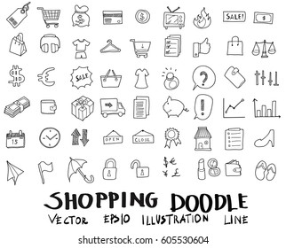 Doodle sketch shopping icons vector Illustration