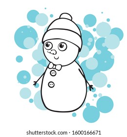  doodle sketch snowman. Simple, flat illustration 