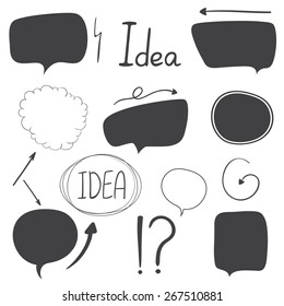 Doodle Sketch Speech Bubble Arrow Vector Illustration Set