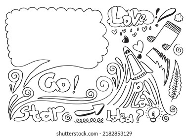 Doodle Sketch Speech Bubble Design Elements para diseño de conceptos. 