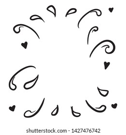  doodle sketch splashes and hearts with space for inscription
