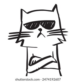 Doodle sketch style of cat cartoon vector illustration for concept design.