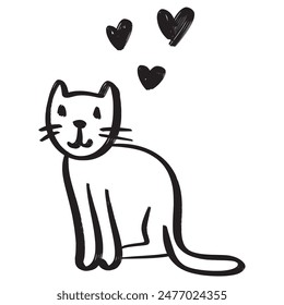 Doodle sketch style of cat cartoon vector illustration for concept design.