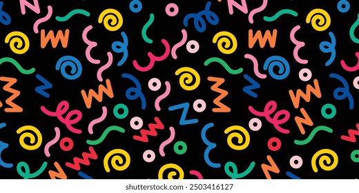 Doodle sketch style of colorful shapes and lines