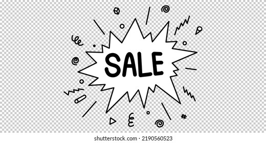 Doodle sketch style of comic speech bubbles with text sale hand drawn illustration for concept design.