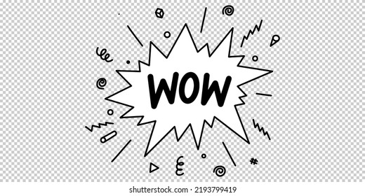 Doodle sketch style of comic speech bubbles with text wow hand drawn illustration for concept design.