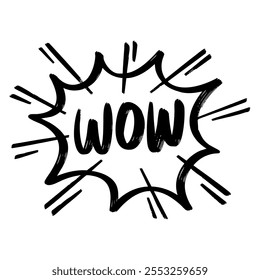 Doodle estilo de esboço de bolhas de fala cômica com texto uau mão desenhada ilustração para design de conceito.