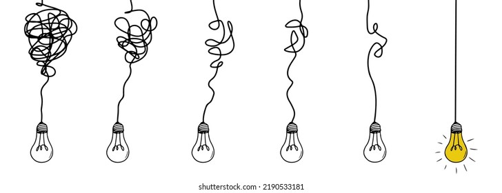 Doodle Sketch Stil der Verwirrung Klarheit oder Weg Vektorgrafik Konzept. Vereinfachung der komplexen gezeichneten Illustration für das Konzept-Design.