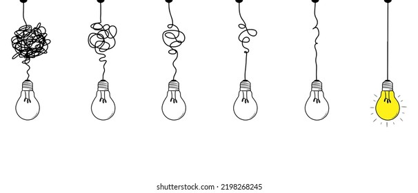 Doodle sketch style of confusion clarity or path vector idea concept. Simplifying the complex drawn illustration for concept design.