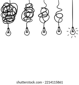 Doodle sketch style of confusion clarity or path vector idea concept. Simplifying the complex drawn illustration for concept design.