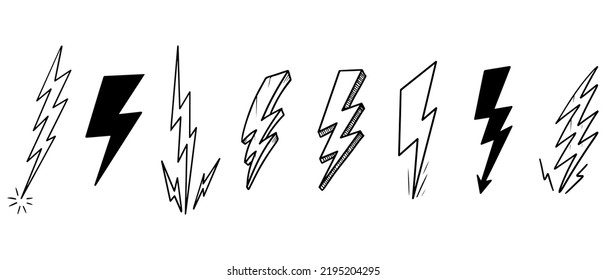 Doodle sketch style of electric lightning bolt symbol vector illustration for concept design.