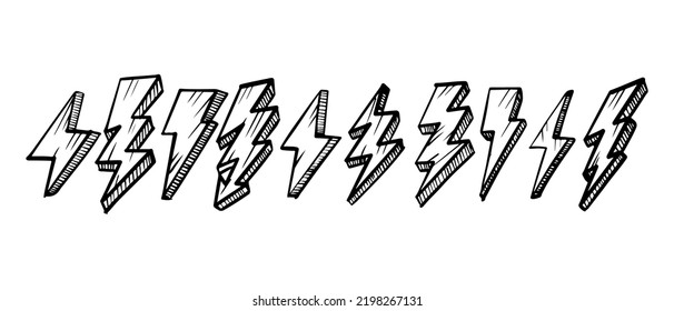 Doodle sketch style of electric lightning bolt symbol vector illustration for concept design.