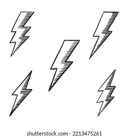 Doodle sketch style of electric lightning bolt symbol vector illustration for concept design.