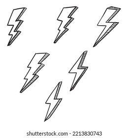 Doodle sketch style of electric lightning bolt symbol vector illustration for concept design.
