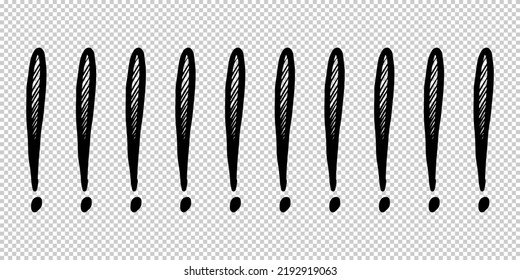 Doodle sketch style of Hand drawn exclamation point vector illustration.