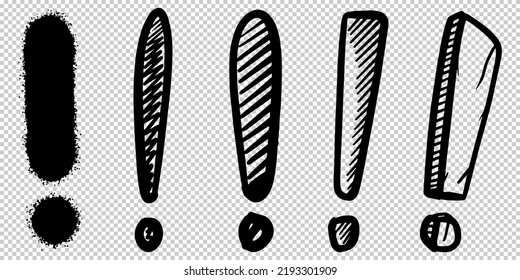 Doodle sketch style of Hand drawn exclamation point vector illustration.