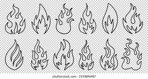Doodle sketch style of Hand drawn fire and fireball vector illustration.