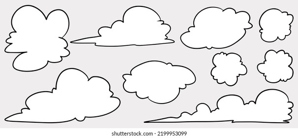 Doodle sketch style of Hand drawn Clouds  cartoon vector illustration for concept design.