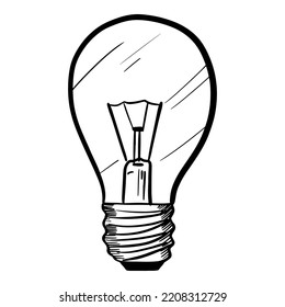 Doodle sketch style of Hand drawn light bulb icon vector illustration for concept design.