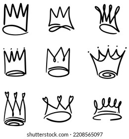 Doodle sketch style of Hand drawn crown vector illustration for concept design.