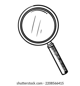 Doodle sketch style of Hand drawn Magnifying glass vector illustration for concept design.