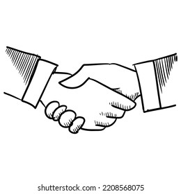 Doodle sketch style of Hand drawn handshake vector illustration for concept design.