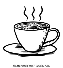Doodle sketch style of Hand drawn coffee cup vector illustration for concept design.