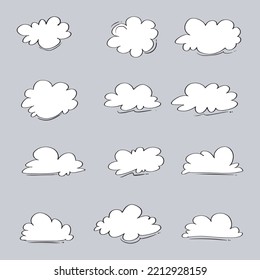 Estilo de dibujo de Doodle de la ilustración vectorial de dibujos a mano de nubes dibujadas para el diseño conceptual.