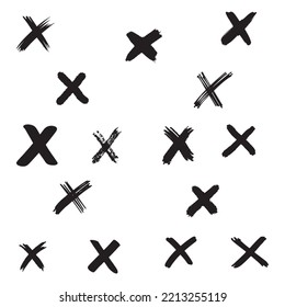 Doodle sketch style of Hand drawn x marks icon set. vector illustration for concept design.
