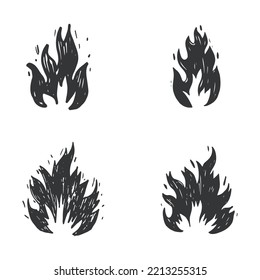 Doodle sketch style of Hand drawn fire and fireball vector illustration.