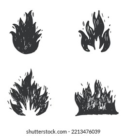 Doodle sketch style of Hand drawn fire and fireball vector illustration.