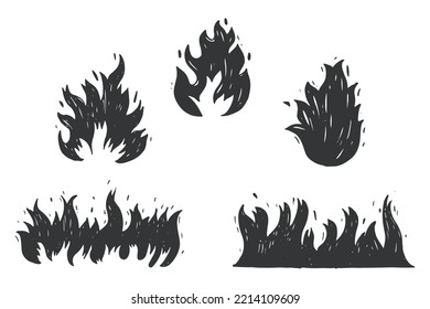 Doodle sketch style of Hand drawn fire and fireball vector illustration.