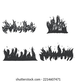 Doodle sketch style of Hand drawn fire and fireball vector illustration.