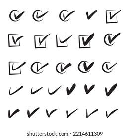 Doodle sketch style of Hand drawn check marks vector illustration for concept design.