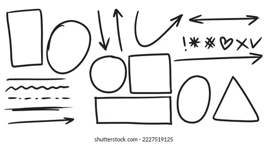 Doodle sketch style of Hand drawn lines, Arrows, circles and curves vector illustration for concept design.