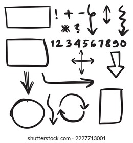 Doodle sketch style of Hand drawn lines, Arrows, circles and curves vector illustration for concept design.