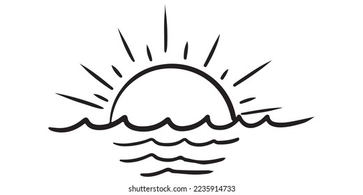 Doodle sketch style of Hand drawn sunset vector illustration for concept design.