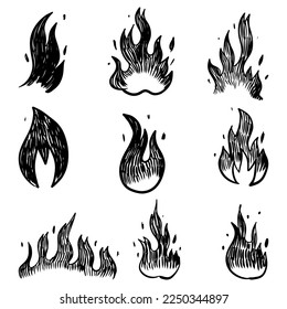 Doodle sketch style of Hand drawn fire vector illustration.