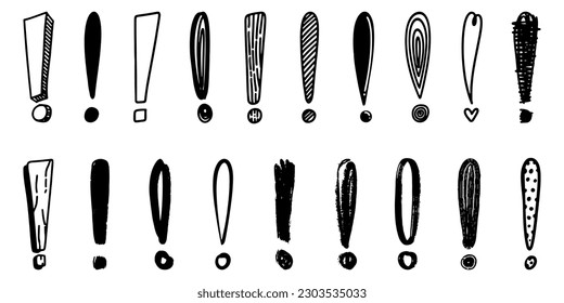 Doodle sketch style of Hand drawn exclamation point vector illustration.